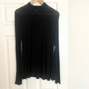 Free People Black Mock Turtleneck Layer, Large, NWT